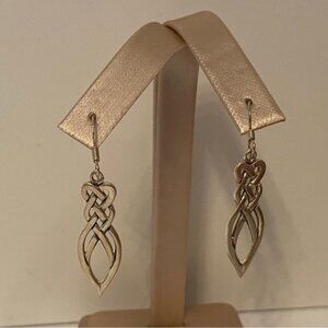 STERLING SILVER EARRINGS 925 CELTIC BRAID DROP WIRE PIERCED 4 g